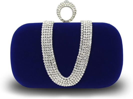 CORIOS Women Velvet Evening Bag Sparkly Rhinestone Clutch Bag Bridal Wedding Purse Charming Glittering Handbag