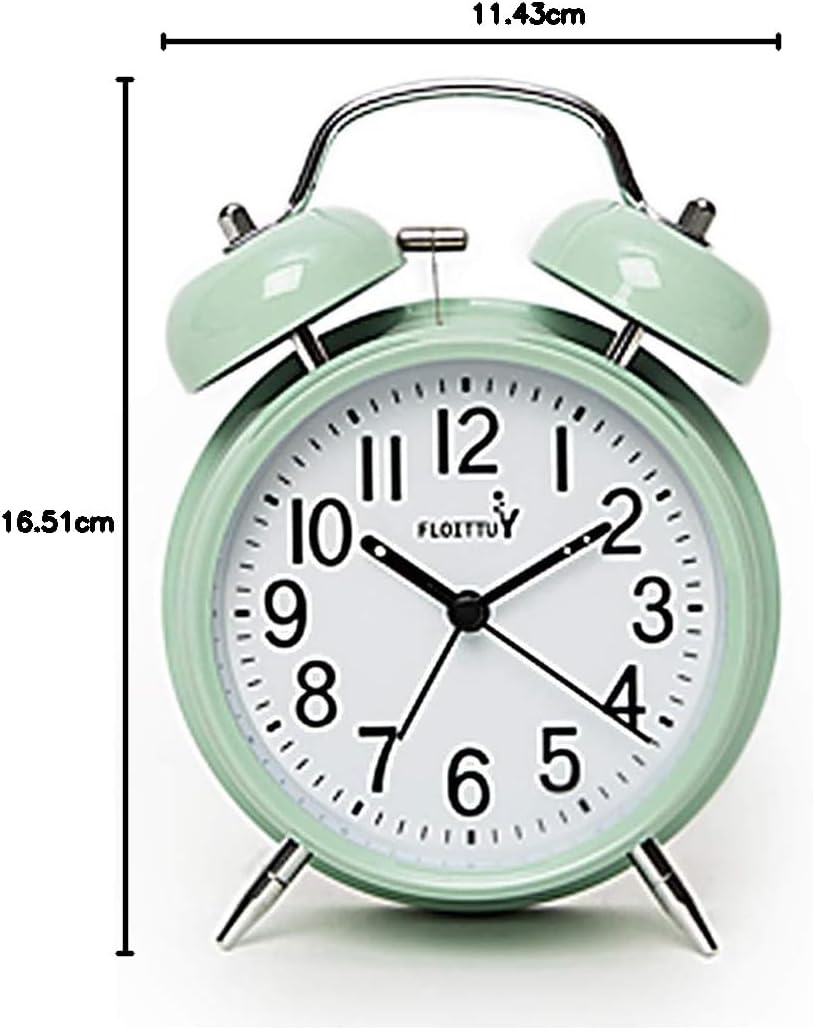 FLOITTUY (Loud Alarm for Deep Sleepers) 4'' Twin Bell Alarm Clock with Backlight for Bedroom and Home Decoration(Black)