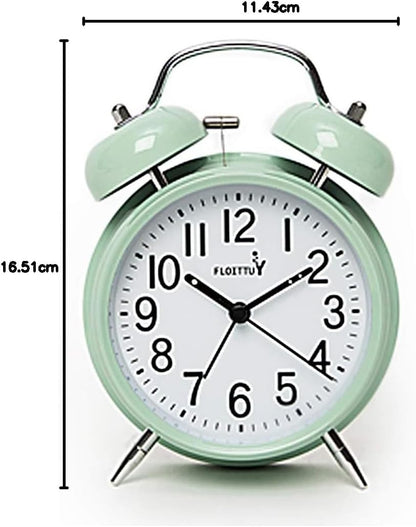 FLOITTUY (Loud Alarm for Deep Sleepers) 4'' Twin Bell Alarm Clock with Backlight for Bedroom and Home Decoration(Black)