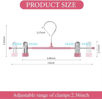 14Inch Black Pants Hangers with Clips 10 Pack Adjustable Skirt Hangers for Women Non-Slip Trousers Hanger for Jeans Clothes Hangers for Pants Heavy Duty Space Saving Shorts Hangers