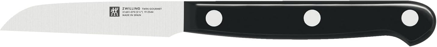 ZWILLING Gourmet 7-Piece Self Sharpening Block Set | Set Contains : 4" Paring | 6" Utility | 5" Tomato/Utility | 8" Bread | 8" Chef | Twin L Multi-Purpose Scissors