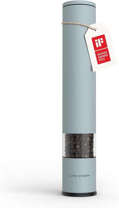LARS NYSØM Salt and Pepper Mills Set Stainless Steel with Adjustable Ceramic Grinder 2 Pieces I Design Spice Mills Set Manual (Mustard Yellow)