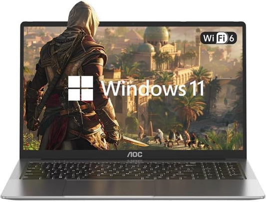 2025 AOC TX15 Laptop, 15.6-inch FHD (1920 x 1080) Display, Intel N150(4C/4T) Processor, 16GB DDR4 RAM, 512GB SSD, Windows 11 Pro, WiFi5, BT5.0, 38Wh Battery, Gray