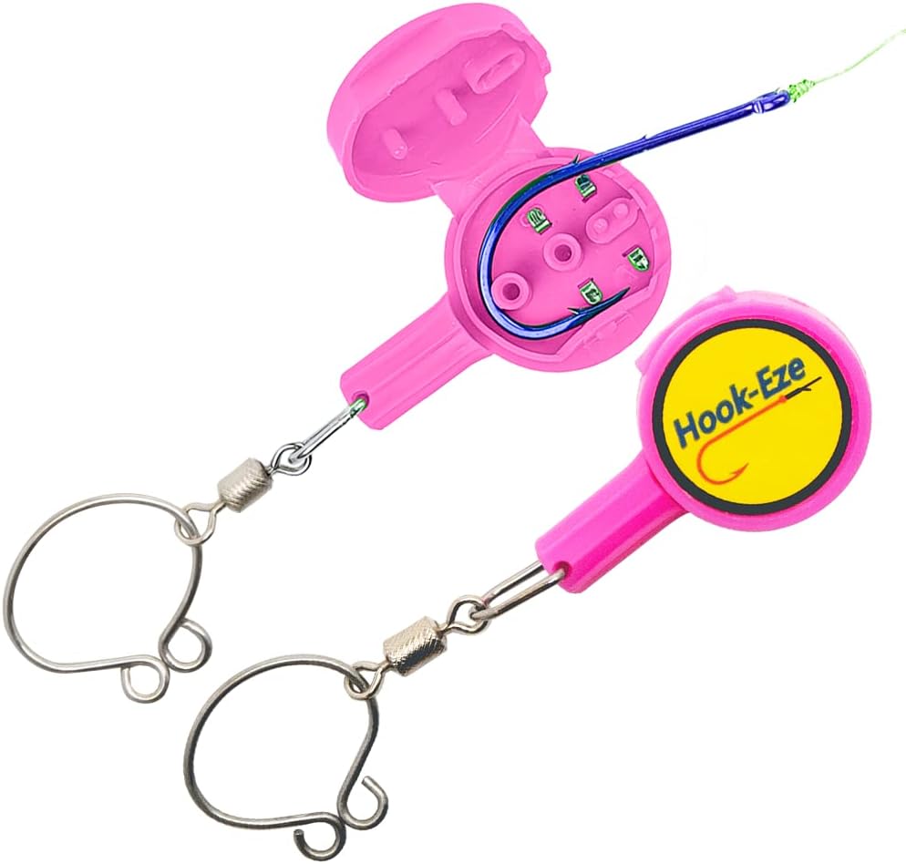Hook-Eze Fishing Gear Knot Tying Tool | Line Cutter |Cover Hooks on Fishing Pole Travel Safely Fully Rigged for Saltwater Bass Ice Fishing