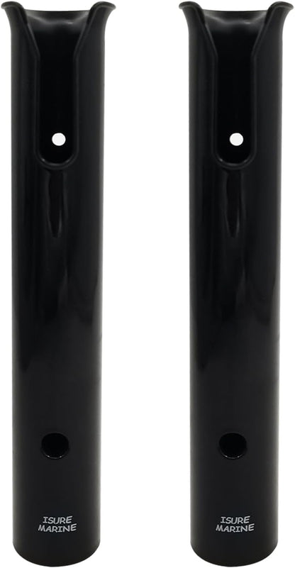 ISURE MARINE 2-Pole Black ABS Plastic Single Tube Multi-Function Fishing Rod Holder, 12" Width, 2" Inlet Diameter
