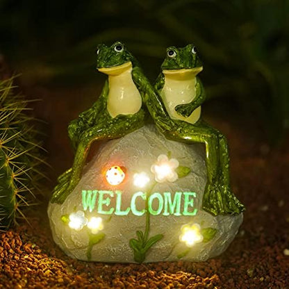 Nacome Solar Frog Riding Turtle for Garden Decor - Outdoor Statues for Patio,Yard,Balcony Ornament,Turtle Gifts for Women/Mom/Grandma,Mom's Best Gift