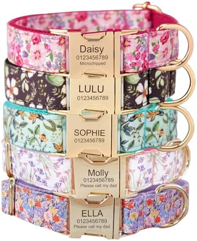 Custom Engraved Dog Collar with Name and Phone Number, Personalized for Small, Medium, and Large Dogs (Plaid)