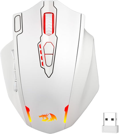Redragon M913 Impact Elite Wireless Gaming Mouse, 16,000 DPI Wired/Wireless RGB Mouse with 16 Programmable Buttons, 45 Hr Battery and Pro Optical Sensor, 12 Side Buttons MMO Mouse