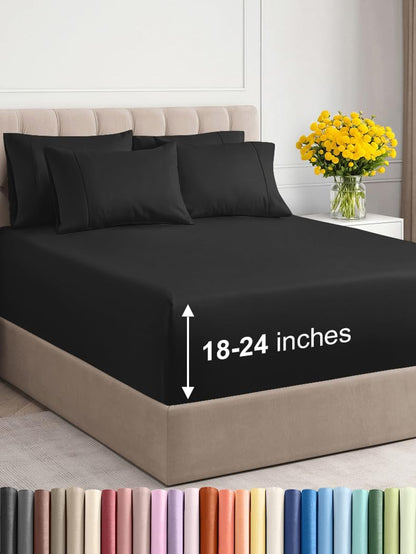 Extra Deep Queen Sheet Set - 6 Piece Breathable & Cooling Sheets - Hotel Luxury Bed Sheets Set - Easy & Secure Fit - Soft, Wrinkle Free & Comfy Sheets Set - White Sheet Set w/Extra Deep Pockets