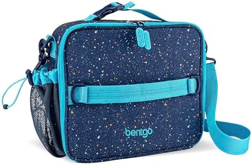 Bentgo® Kids Lunch Bag - Durable, Double Insulated, Water-Resistant Fabric, Interior & Exterior Zippered Pockets, Water Bottle Holder - Ideal for Children 3+ (Shark)