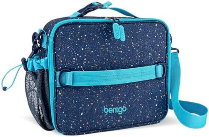 Bentgo® Kids Lunch Bag - Durable, Double Insulated, Water-Resistant Fabric, Interior & Exterior Zippered Pockets, Water Bottle Holder - Ideal for Children 3+ (Shark)