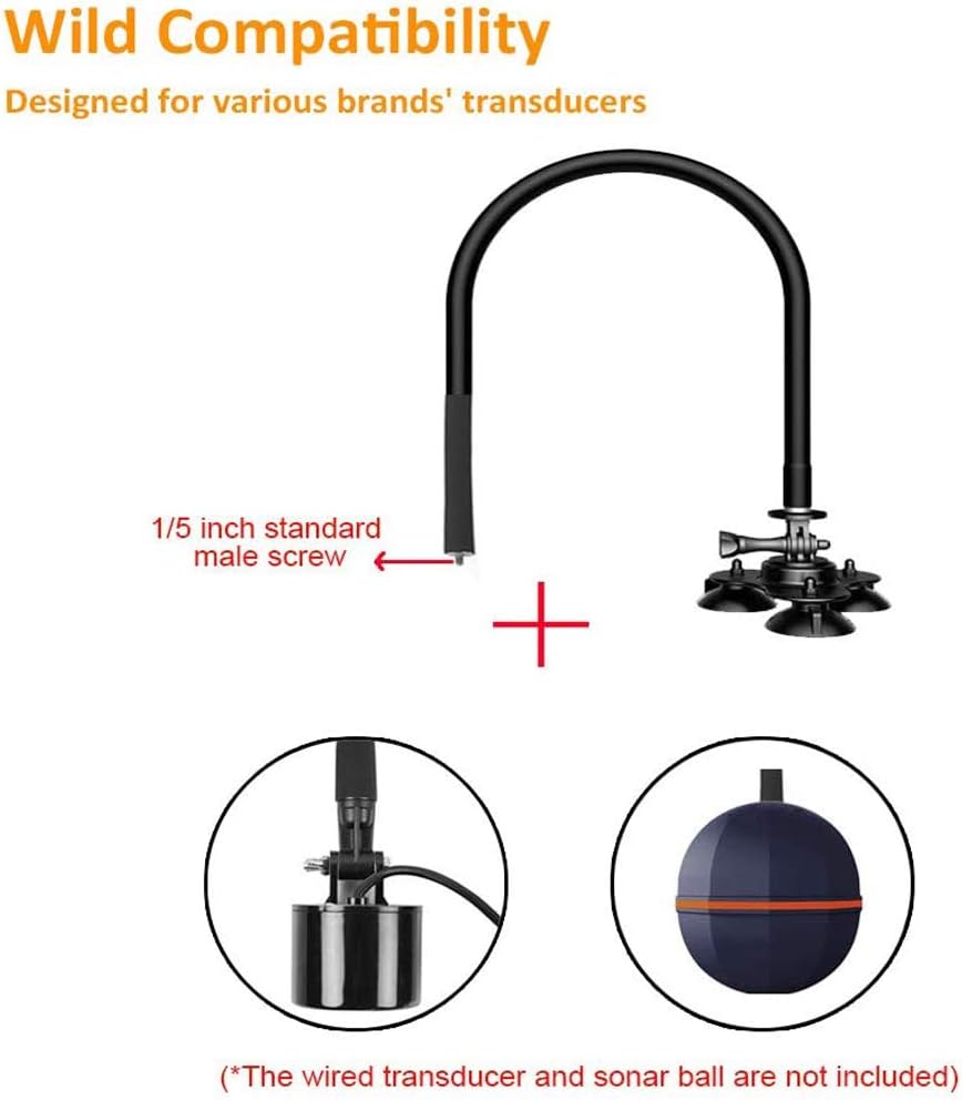 LUCKY Fish Finder Transducer Mount Arm Kayak Bracket Transducer Mounting Arm Flexible for Boat Canoe Kayak Fishing