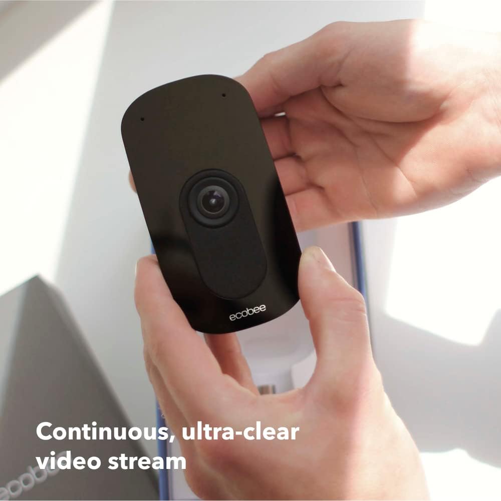 ecobee Smart Camera – Indoor WiFi Security Camera, Smart Home Security System, 1080p HD 180 Degree FOV, Night Vision, 2-Way Audio, Works with Apple HomeKit, Alexa Built in