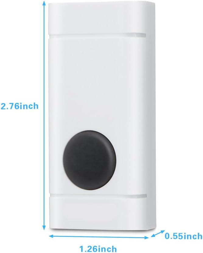 Wireless Doorbell with 2 Push Button Waterproof Transmitter and 1 Plugin Receivers Operating at over 1000-feet Range with Over 50 Chimes, No Batteries Required for Receivers