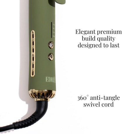 Edrée The Loulou 2-in-1 Airflow Hair Straightener & Curler | 1" Titanium Plates | 330°F to 450°F Heat Control with Cool Shot | 360 Swivel | Dual Voltage (Olive)