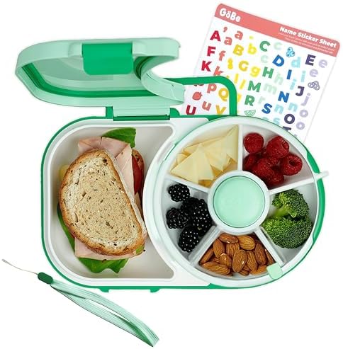 GoBe Kids Lunchbox - Reusable Snack Container with 5 Compartment Dispenser and Lid | BPA and PVC Free | Dishwasher Safe | No Spill, Leakproof