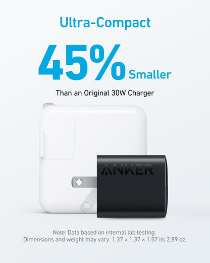 Anker USB C Charger, 323 Charger (33W), 2 Port Compact Charger with Foldable Plug for iPhone 14/14 Plus/14 Pro/14 Pro Max/13/12, Pixel, Galaxy, iPad/iPad Mini and More (Cable Not Included) - White