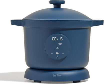 Our Place Dream Cooker | 5.6 L. Multicooker | 4 Versatile Modes | Pressure Cook, Slow Cook, Sear & Saute, Keep Warm | Hands-Free Steam Release | Tailored Control Panel | Blue Salt