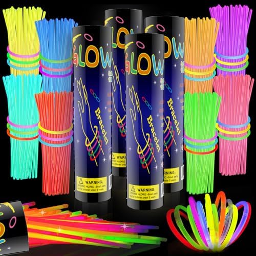 200 PCS Glow Sticks Bulk 8" Glowsticks, Glow Stick Bracelets Necklaces, Glow Party Supplies, Neon Glow Sticks, Glow in the Dark, Glowsticks Party Favors Light-up, Christmas, Easter