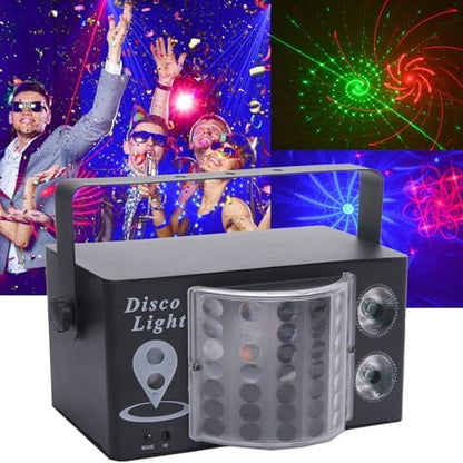 DJ Disco Light, Stage Party Lights, Rechargeable Laser Light Sound Activated RGB Led Flash Strobe Projector with Remote Control for Christmas Karaoke Pub KTV Bar Birthday Wedding