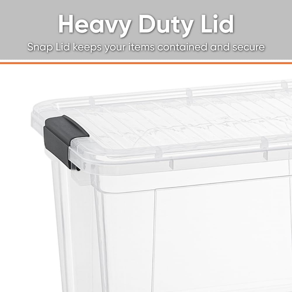 Superio Storage Bins with Lids- 3 Pack, 1.85 Qt Clear Boxes for Organizing, Stackable Plastic Containers- BPA Free, Non-Toxic, Odor Free, Organizer for Home, Office, Dorm