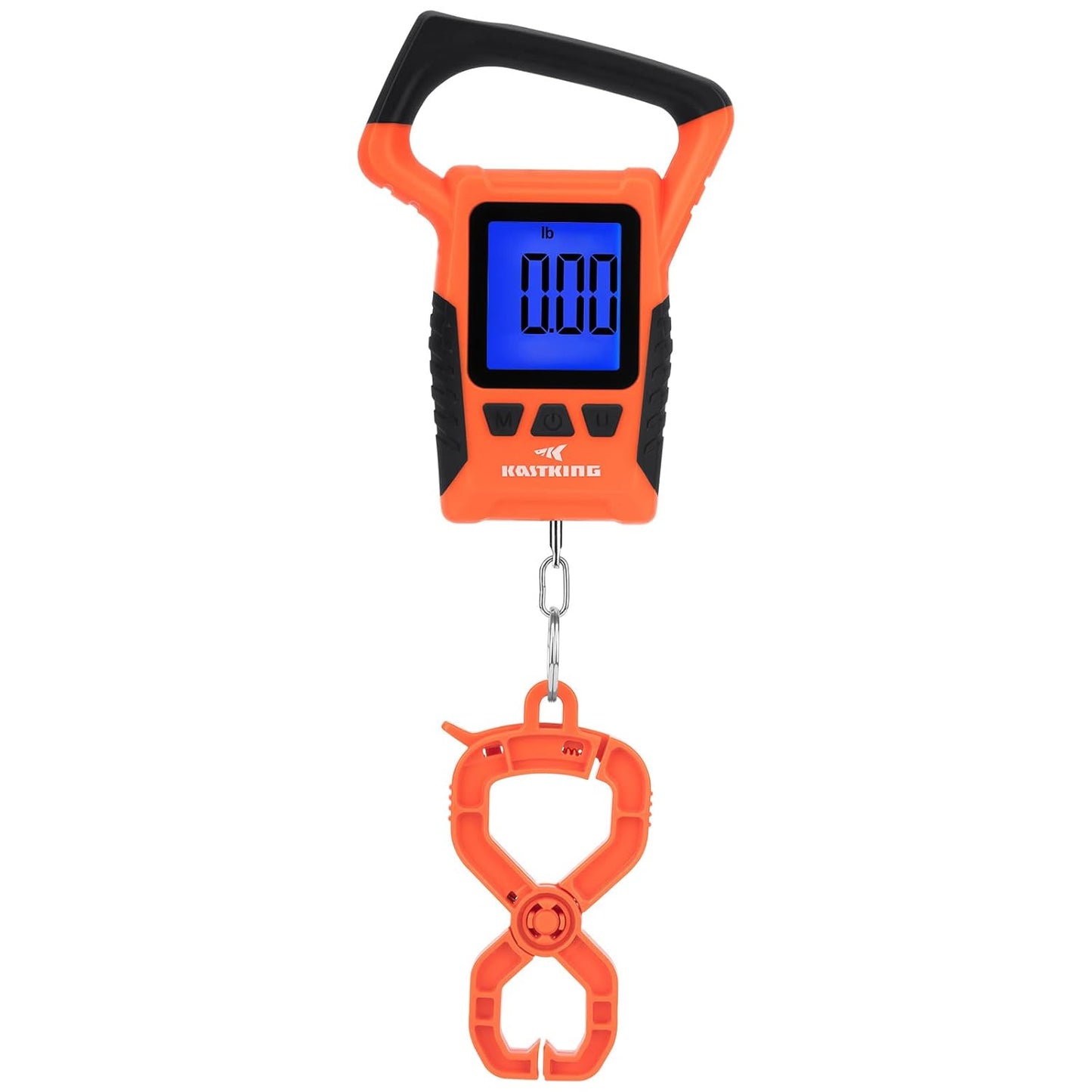 KastKing Fish Scale, WideView Floating Waterproof Digital Scale with No-Puncture Lip Gripper, 2.5” Large LCD Display, 110lb Capacity, Stores up to 9 Weights, Orange