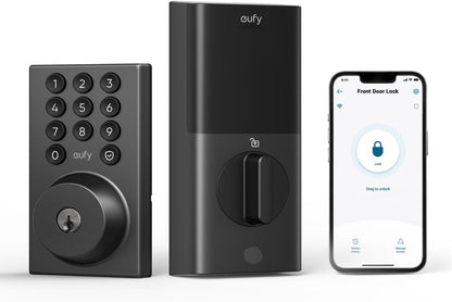 eufy Smart Lock C30, Keyless Entry Door Lock, Built-in WiFi Deadbolt, Smart Lock for Front Door, No Bridge Required, Easy Installation, App Remote Control, Auto Lock, Black
