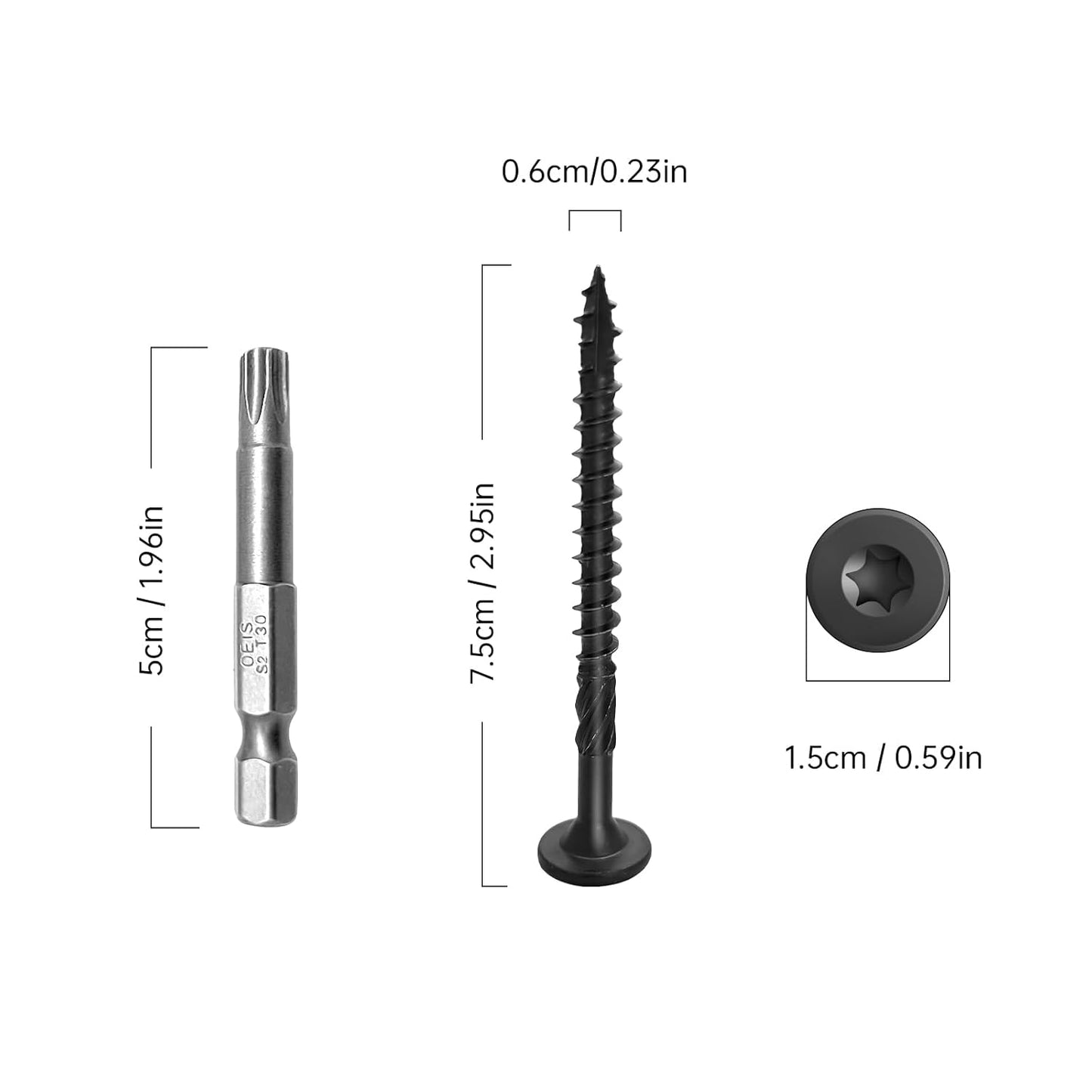 Wood Screws #14 x 6 Inch, Deck Screws 50Pcs,T30 Star Drive Outdoor Screws, Rust Resistant Timber Screws for Timber/Log/Landscaping Wood (#14 x 6)