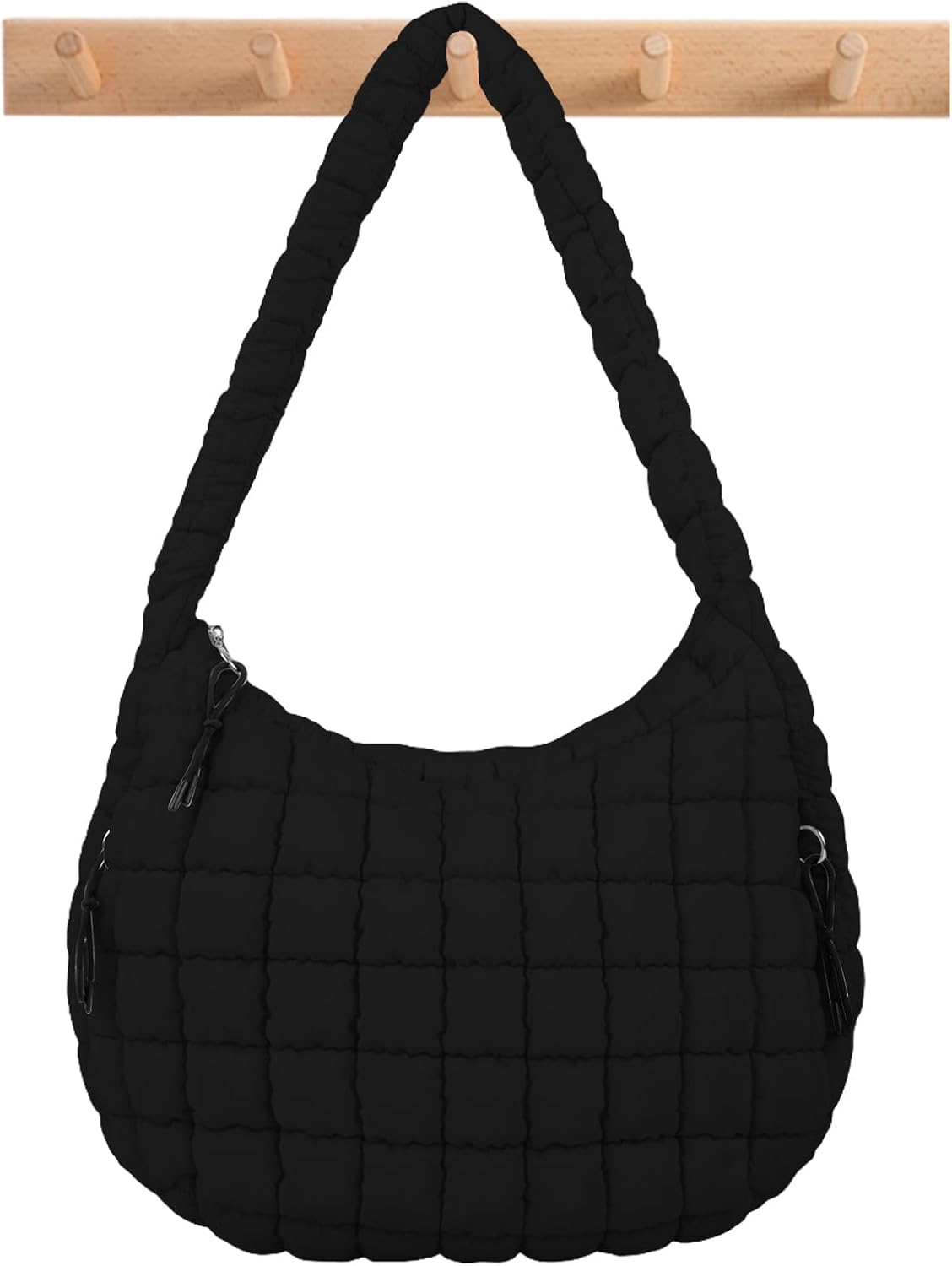 Quilted Puffer Tote Bag Large Crossbody Shoulder Bag with Zipper, Nylon Hobo Oversized Handbag