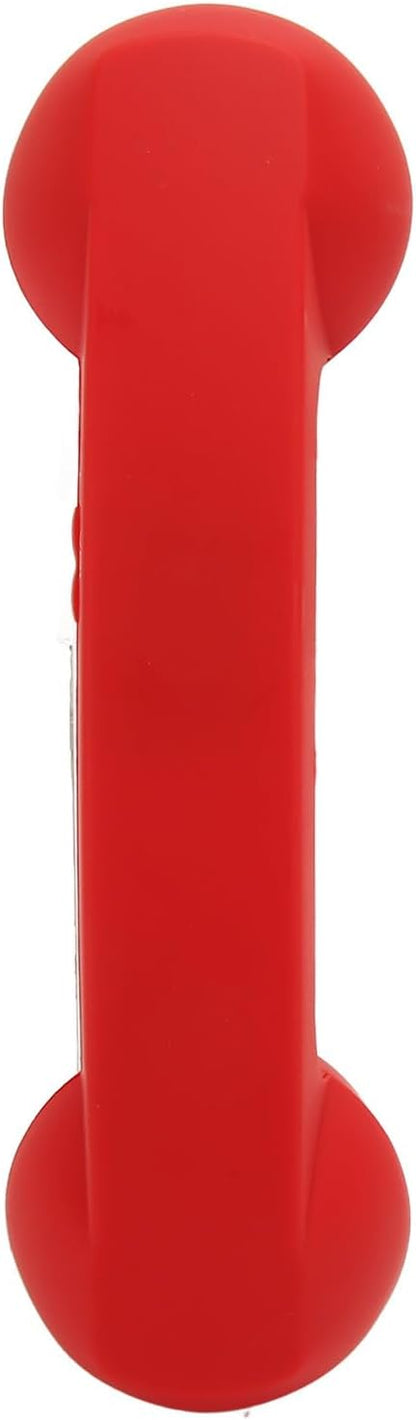 Qiilu Retro Telephone Handset for Mobile Phones - Rechargeable Radiation Proof Handset Receiver with USB Charging (Red)