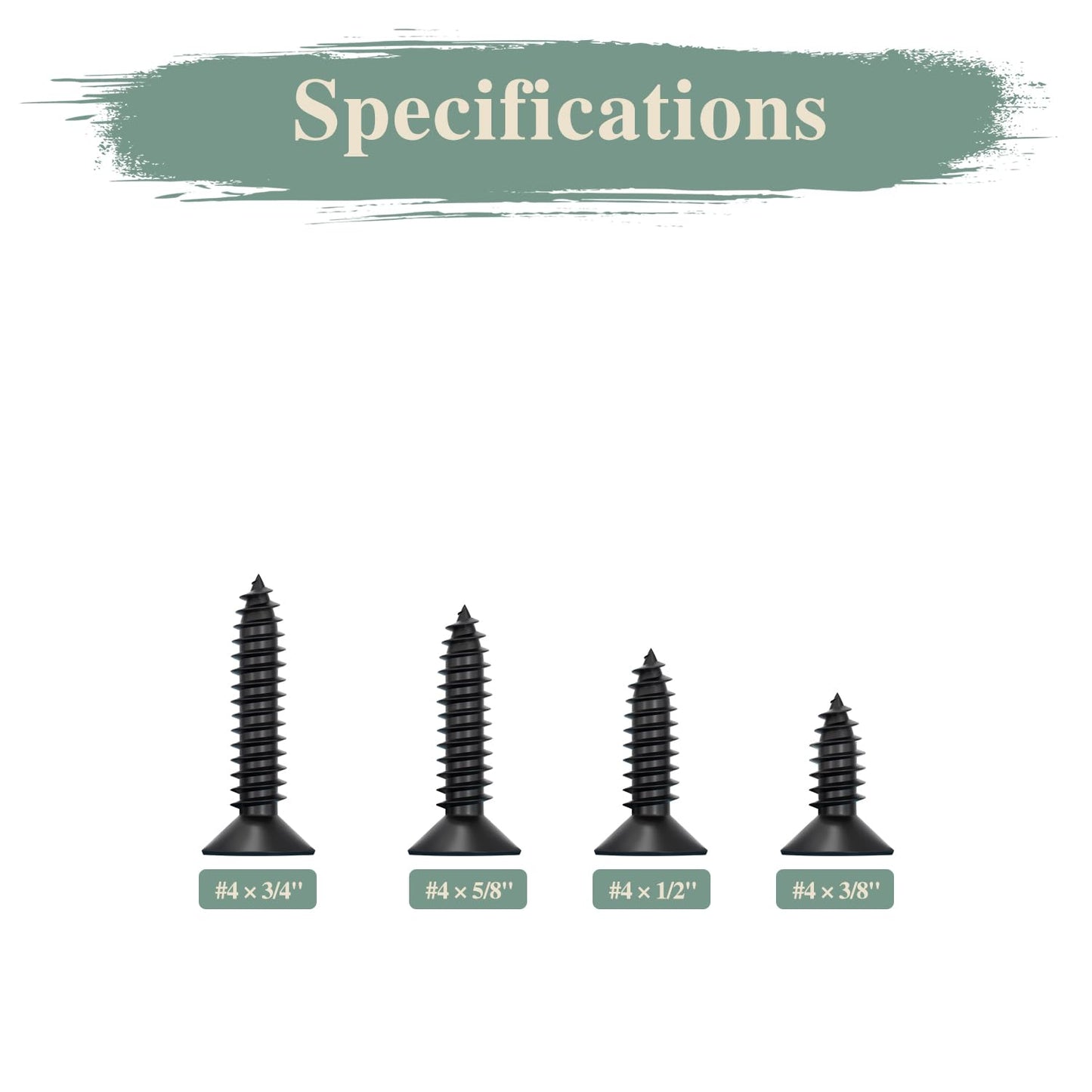 GOHODOMINO #4 x 1/2" Wood Screw 100Pcs, Stainless Steel 304 (18-8) Screws Flat Head Phillips Fast Self Tapping Drywall Screws Black Oxide