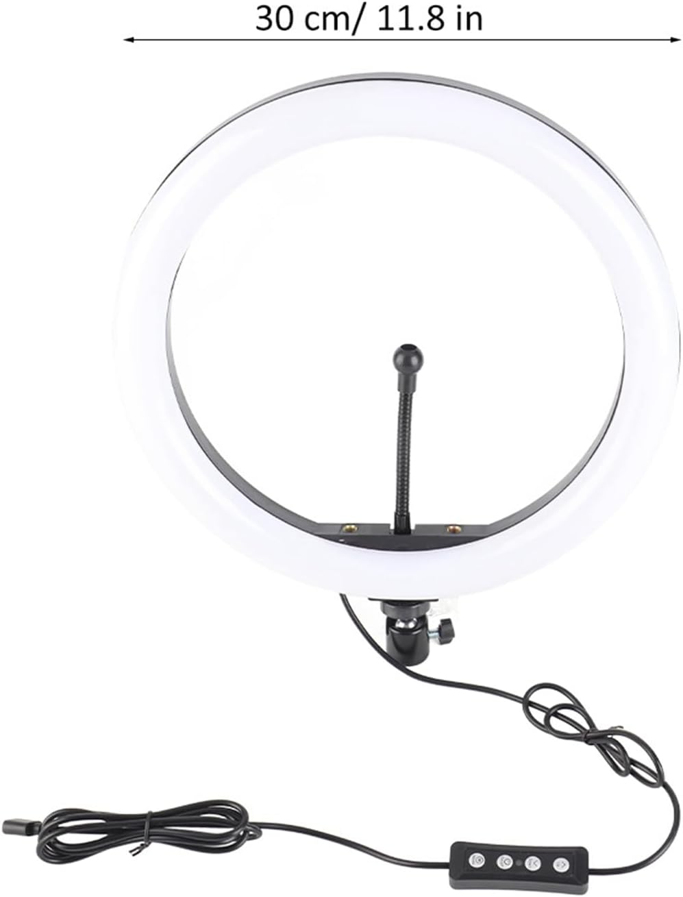 Dimmable LED Ring Light with Adjustable Tripod | Three color temperatures, 10 brightness levels, compatible with smartphones, used for photography, video