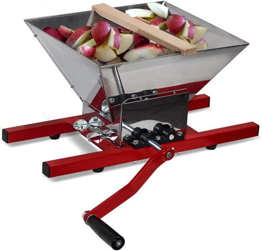 SQUEEZE master Fruit Apple Wine Classic Crusher -7 Litre/1.8Gallon Manual Grinder- Large Stainless Steel-Red