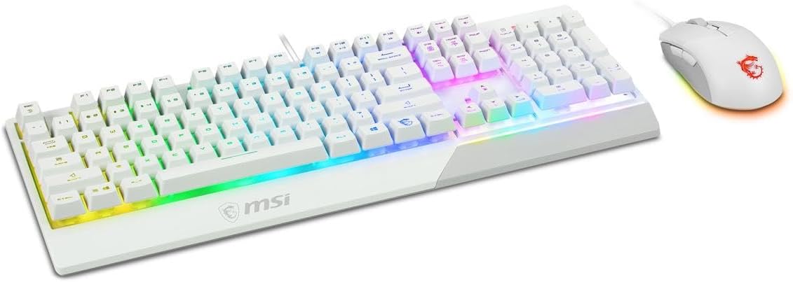 MSI Vigor Backlit RGB Dedicated Hotkeys Anti-Ghosting Mechanical Feel Gaming Keyboard & Gaming Mouse Combo (Vigor GK30 Combo White US)