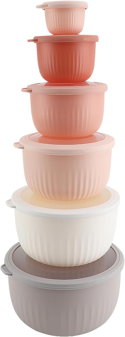 COOK WITH COLOR Prep Bowls with Lids- 8 Piece Nesting Plastic Small Mixing Bowl Set with Lids (Teal Ombre)