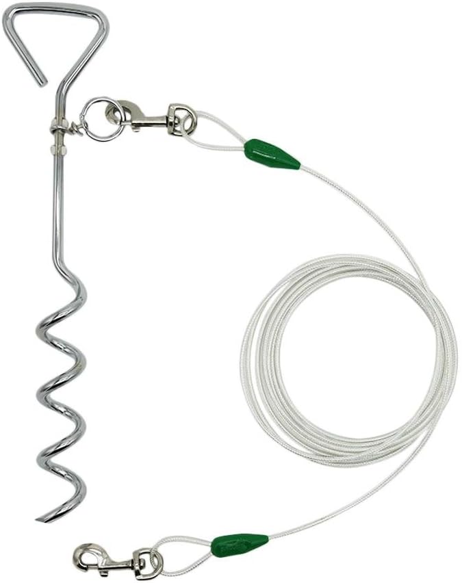 Petest 25ft Reflective Tie-Out Cable for Small Dogs Up to 35 Pounds
