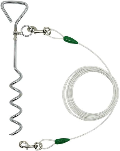 Petest 25ft Reflective Tie-Out Cable for Small Dogs Up to 35 Pounds