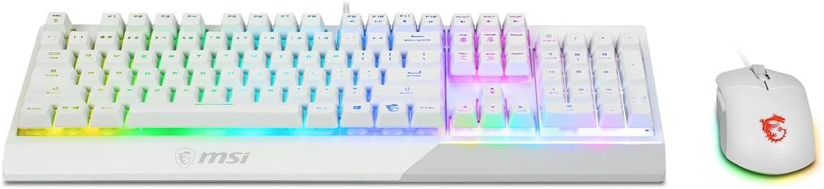 MSI Vigor Backlit RGB Dedicated Hotkeys Anti-Ghosting Mechanical Feel Gaming Keyboard & Gaming Mouse Combo (Vigor GK30 Combo White US)