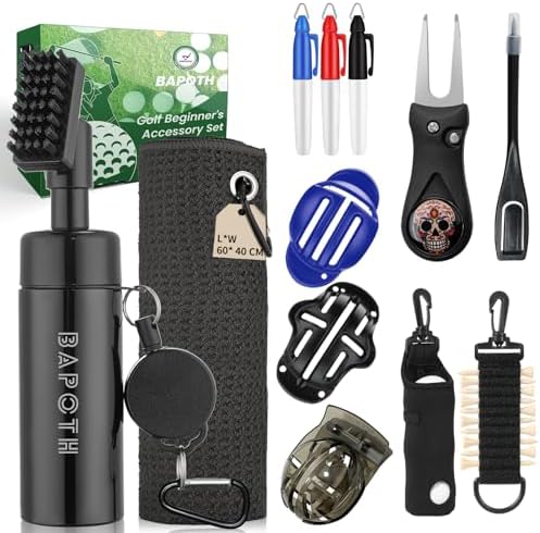 BAPOTH Golf Club Cleaner, Non-Leaking Stretchable Golf Brush with Golf Towel (60 * 40cm), Strong Bristles Brush Can Hold 5 oz Water, Essentials Golf Accessories Gifts for Men Women