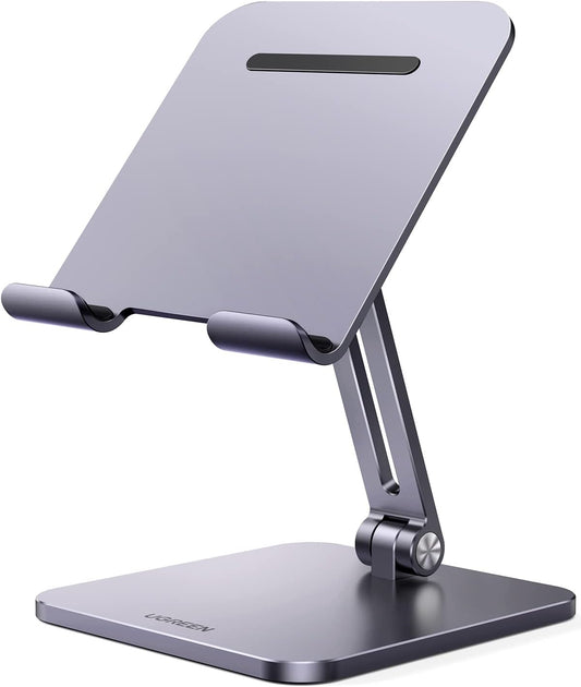 UGREEN Tablet Stand for Desk, Aluminum Stand for iPad Extended Height, Adjustable Foldable Portable Desktop Stand Holder for iPad Pro 12.9 11 9.7 10.5 iPad Air Mini Galaxy Surface iPhone 14 Pro, Grey