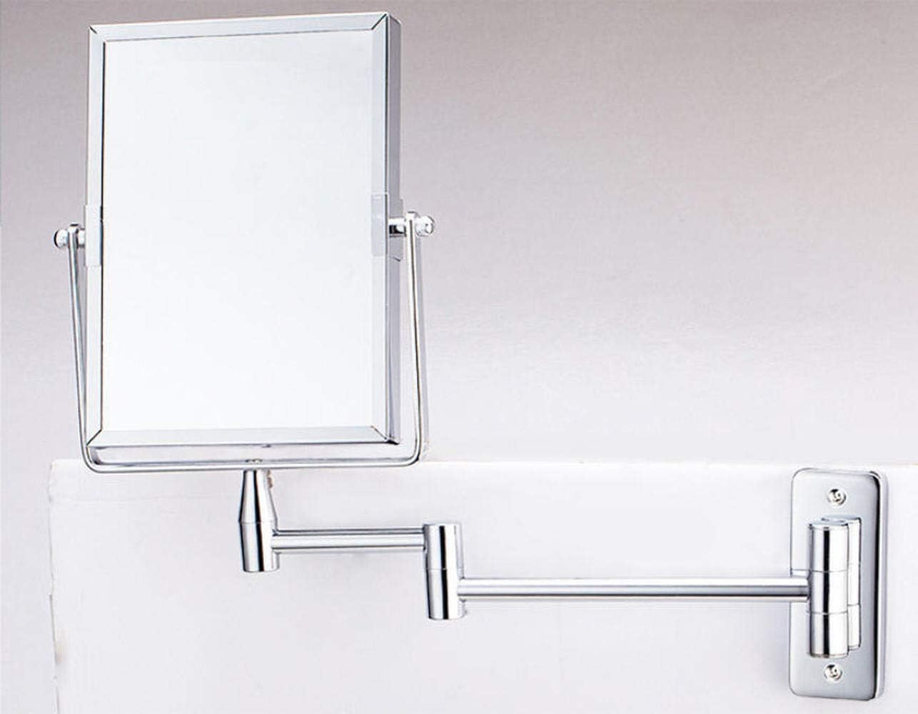 KANG// Bathroom Wall Mirror, Folding Space Aluminum Alloy Telescopic Mirror, Double Sided Shaving Mirror with 3X Magnifier, 39 x 34 cm, Wall Mount, Modern Style