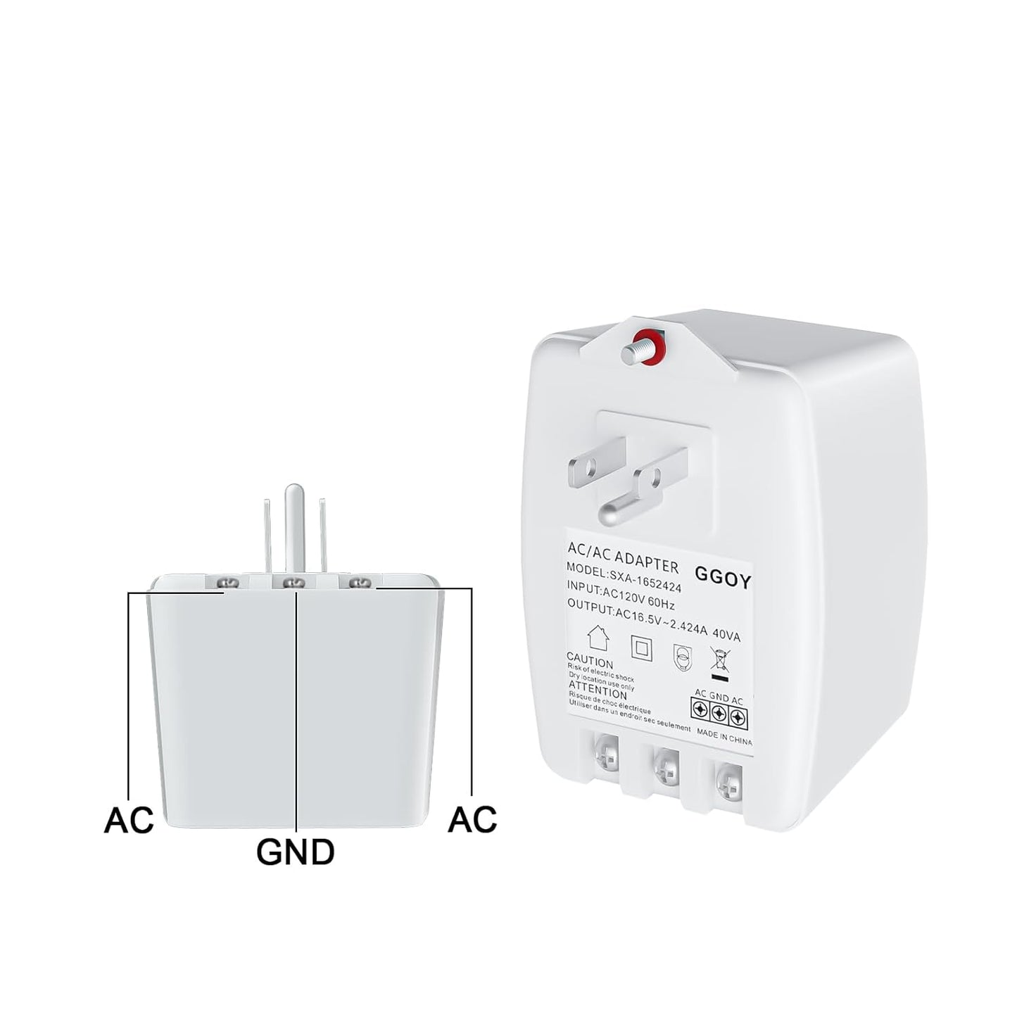 24VAC 40VA Plug in Doorbell Transformer Compatible with Ring, Nest, Eufy, Wyze Video Door Bell, All of Doorbell Nest Ecobee Sensi and Honeywell Thermostat,with PTC Fuse