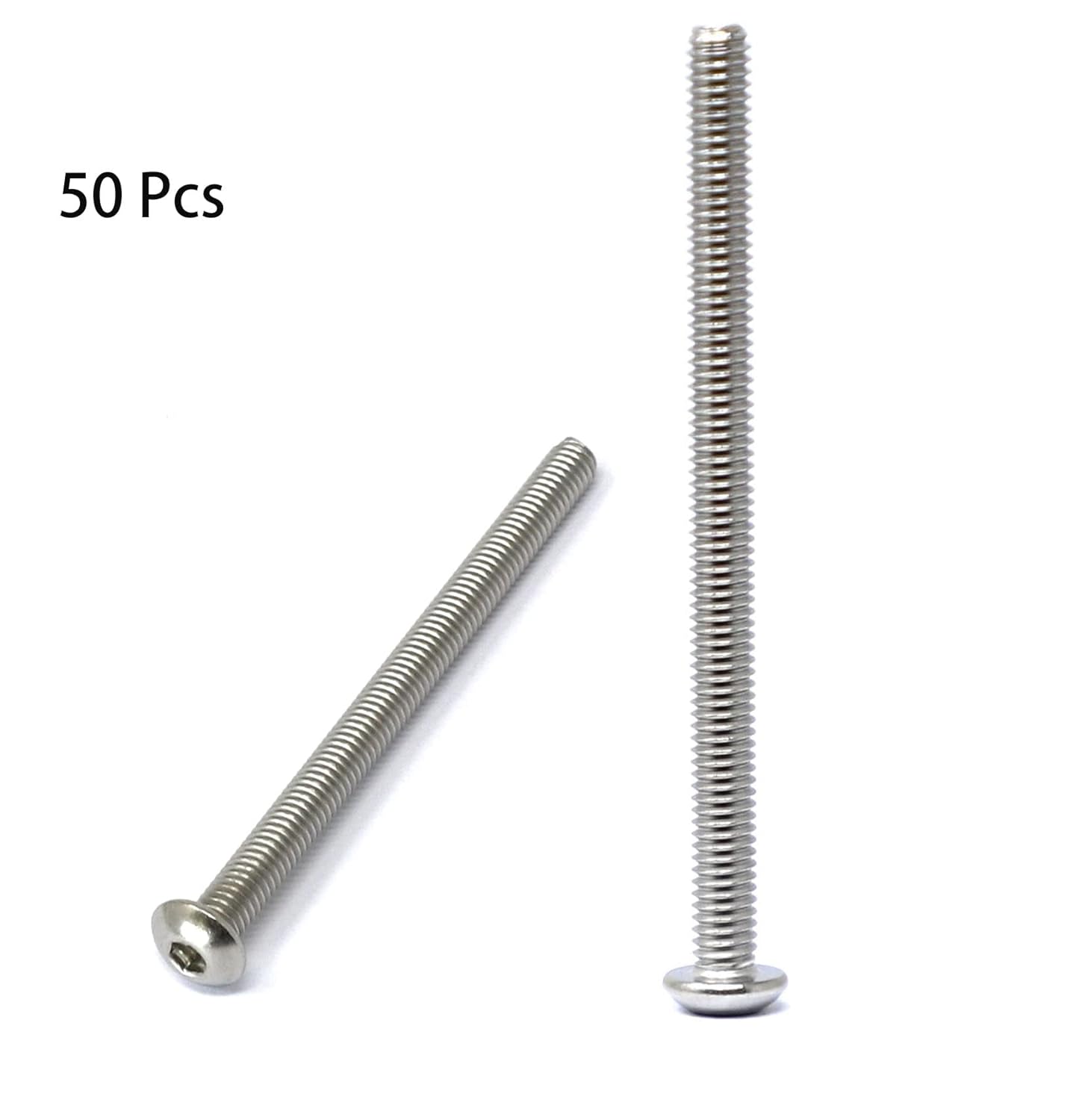 iexcell 50 Pcs M6 x 20mm Thread Pitch 1 mm Stainless Steel 304 Hex Socket Button Head Cap Screws Bolts Kit