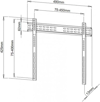 Techly Ultra Slim Fixed TV Wall Mount- 40-65in