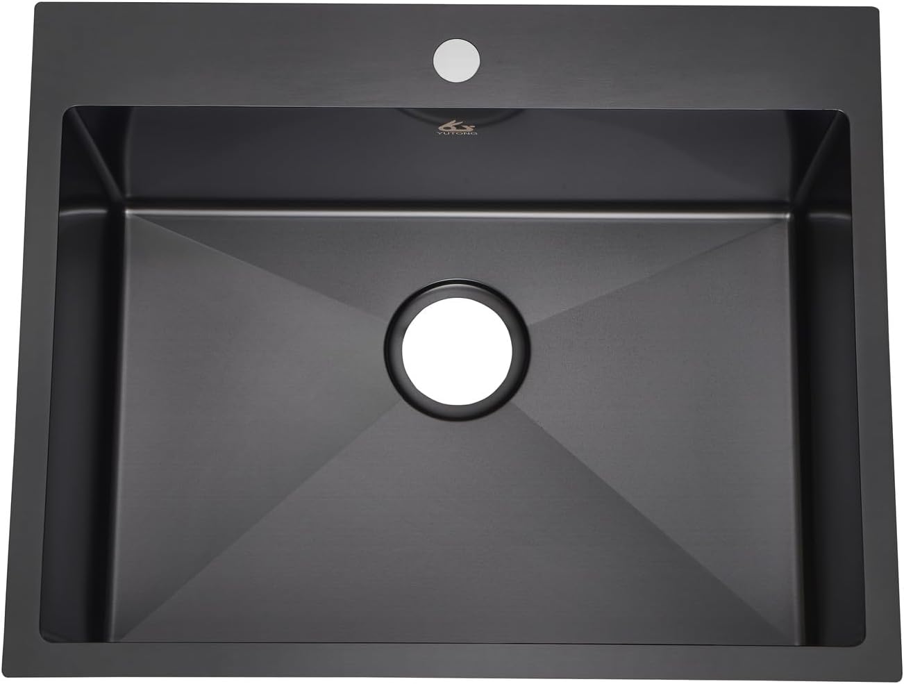 Yutong 16" x 20" Top-Mount/Drop in SS304 Stainless Steel Kitchen Black Sink Single Bowl Without Grid