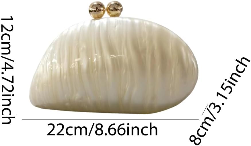 AZURAOKEY Sparkly Acrylic Evening Seashell Clutch Purse for Women Acrylic Evening Clutch Bag for Wedding Cocktail Party