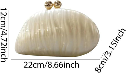 AZURAOKEY Sparkly Acrylic Evening Seashell Clutch Purse for Women Acrylic Evening Clutch Bag for Wedding Cocktail Party