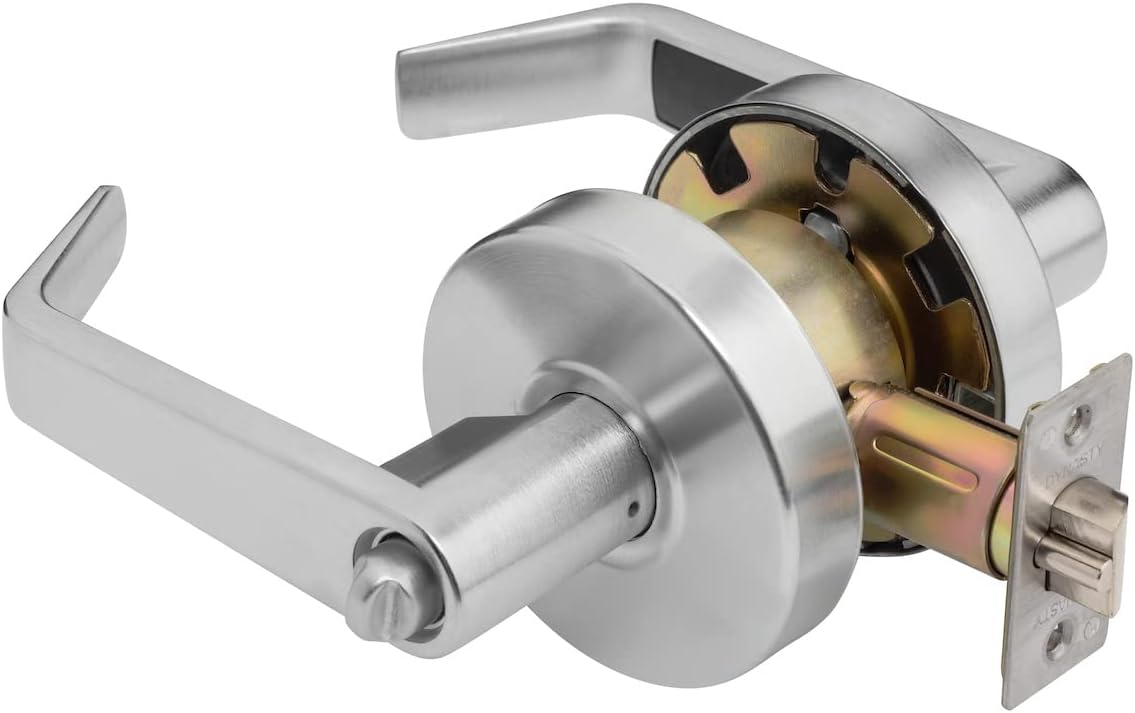 Dynasty Hardware AUG-00-26D Grade 2 Commercial Duty Office Door Keyed Lever Lockset, ADA, Satin Chrome Finish