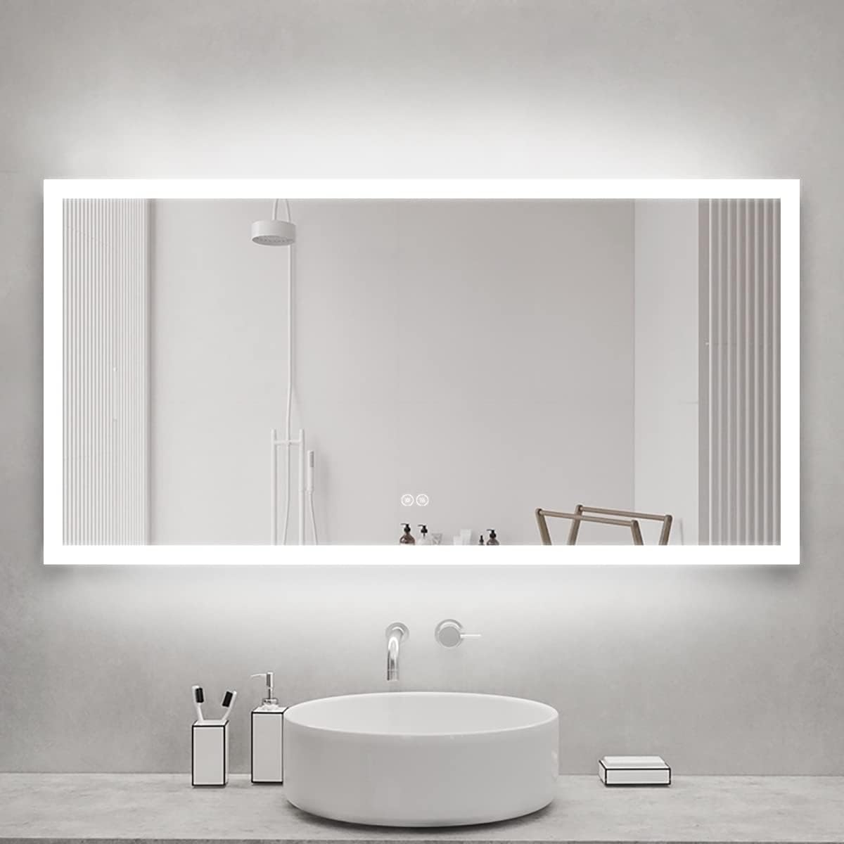 DP Home LED Lighted Bathroom Vanity Wall Mirror with Touch Button, Dimmable, Vertical & Horizontal Mount Mirrors 70 x 32 in E-N031-7032-TS Wall Mounted Makeup LED Vanity Mirror