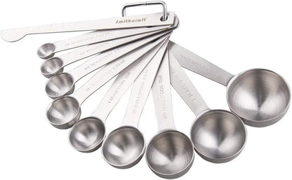 Smithcraft Measuring Cup Set of 8 Stainless Steel Measuring Cups18/8(304) Steel Material Heavy Duty 8 Measuring Cups and 1 Ring Set of 9